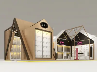 Exhibition Booth Door Handle 4x9 m 3D model