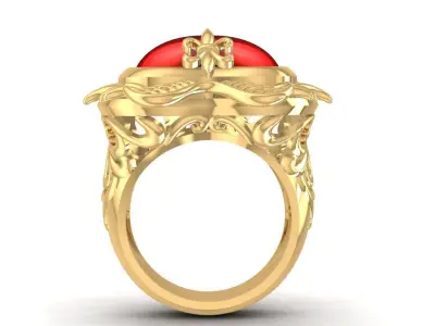 Luxury Heart Shape Ruby Diamond Ring for Women  874 3D print model