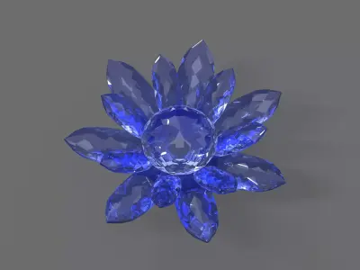  Glass Flower Showpiece Blue Low-poly 3D model
