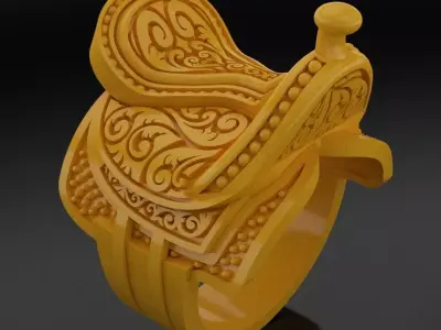 Horse Saddle Engraved Ring 3D print model