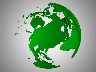 Globe Shell Dark Green 3D model