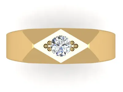 Hexagon cut men ring with 1 stone 3D print model