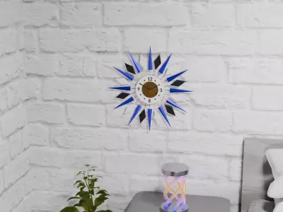 Spikey Modern Abstract Wall Clock 3D model