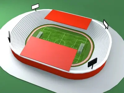5 pcs Lowpoly Soccer Stadium Low-poly 3D model