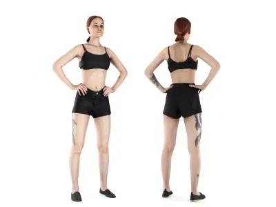 Girl with tattoo on hip 47 Low-poly 3D model