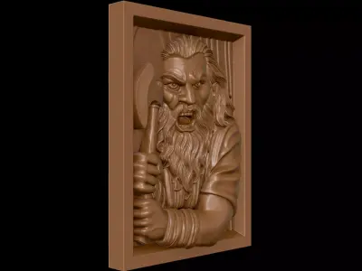 Angry Woodcutter Bas Relief 3D Model for CNC and 3D Printing 3D print model