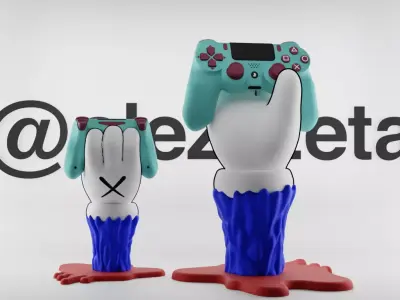 Kaws BFF Hand Controller Stand Play Station and Xbox Textured Low-poly 3D model