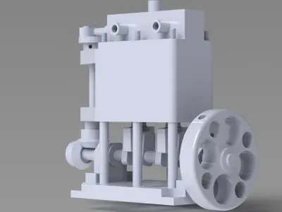 simple 2 cylinder vertical steam engine  3D model
