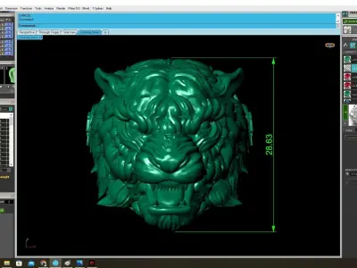 Luxury Tiger Head Feng Shui Signet Ring for Men 3796 3D print model