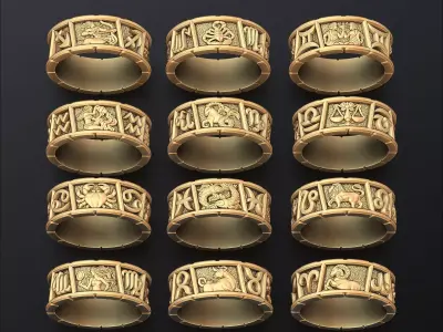 Zodiac Horoscope Rings v2 Set Pack Collection