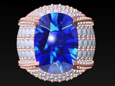 Oval stone ring - Mens Rings - N3596 3D print model