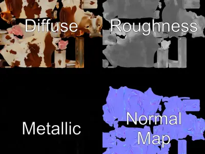 Realistic Farm Cow D Model Pack Low-poly 3D model