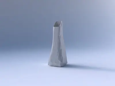 Vase squeezed and bent rectangle with low-polygon 3D print model