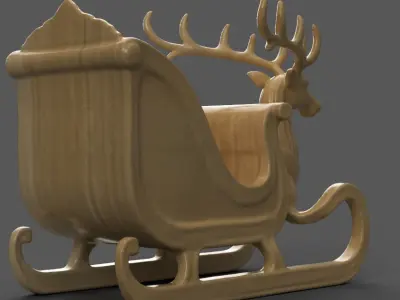 Santa Sleigh Christmas Decorations planter - vase - garden 6 3D print model