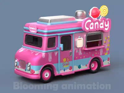 Game Ready Candy Truck with PBR textures Low-poly 3D model