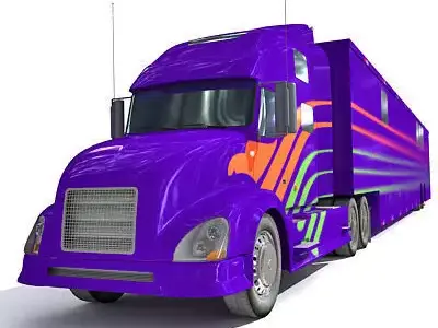 Blue Race Car Transporter Truck 1 3D model