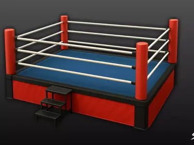 Boxing Ring Red Corner Low-poly 3D model