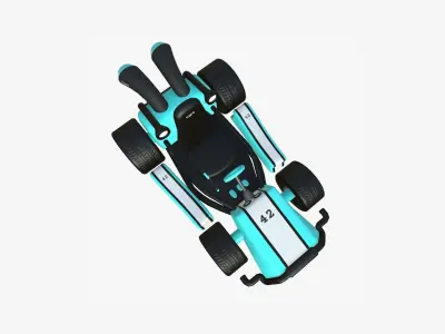 Cartoon Kart I10 Light Blue - Vehicle Racing Design Low-poly 3D model