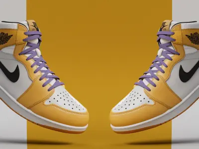 AirJordan 1 Retro HighOG Color Orange Low-poly 3D model