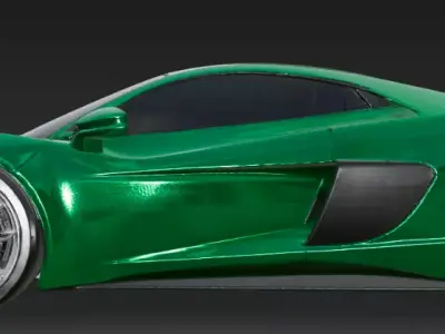 Green Ferrari Sport Car 3D Model Game Ready Glossy 3D model