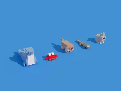 Low Poly Animals Seal Crab Rabbit Low-poly 3D model