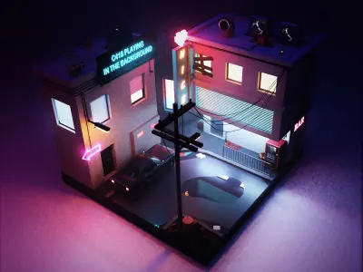 Cyber punk scene Free 3D model