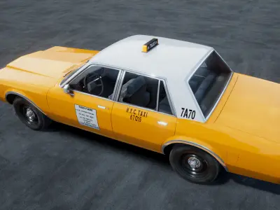 80s Yellow Taxi unity asset Low-poly 3D model