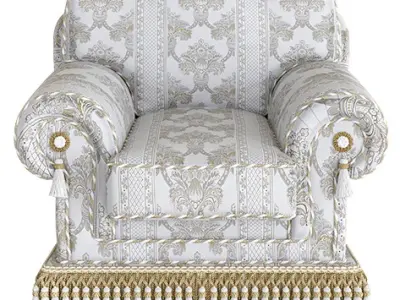 Upholstered armchair with fringe by Modenese 3D model