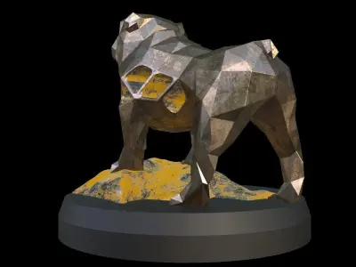 Steampunk Old Bulldog Rock Low-poly 3D model