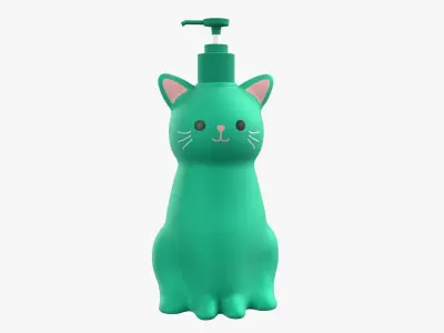Cat Liquid Soap Dispenser Turquoise Version 3D model