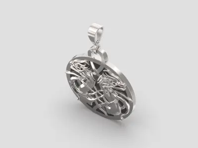 P 022 stylized dragon pendant 3D print model