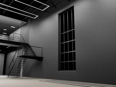 3D CAR STUDIO SCENE warehouse SCI FI futuristic 3D model