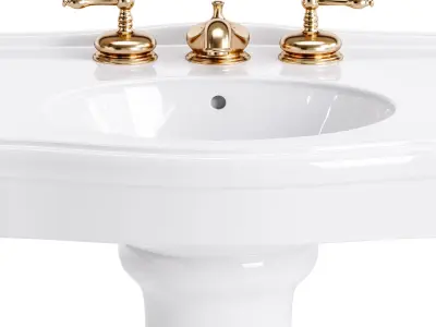 White Porcelain Bathroom Pedestal Sink 3D model