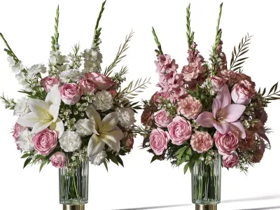 Flower Set 091 Pink and white bouquet 3D model