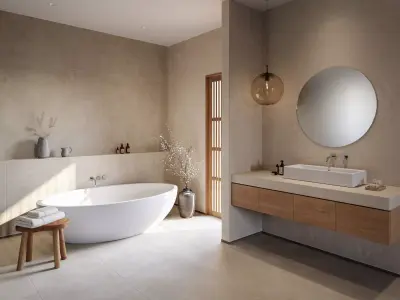 Japandi modern bathroom 3D scene 3D model