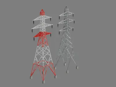 Overhead Powerline Pack Low-poly 3D model