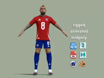 T-Pose Rigged Arturo Vidal Chile 3D model