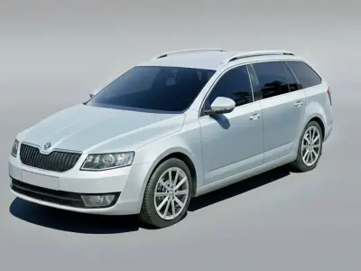 Low Poly Skoda Octavia Combi 2013 Game-Ready  Low-poly 3D model