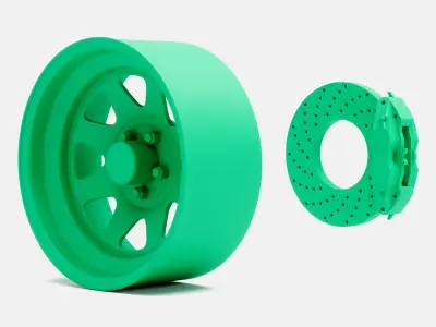 15x7 Cragar Nomad Wheel and Brake 3D print model