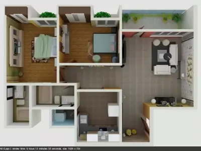 2BHK Apartment  3D model