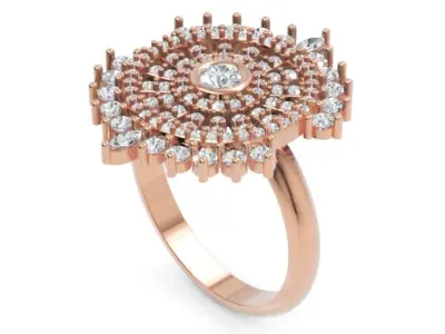 Luxury Dome Diamond Cocktail Ring 3DM STL Download 3D print model