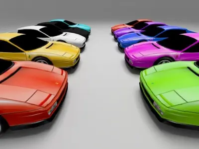 Ferrari Testarossa Low poly Low-poly 3D model