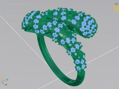 Two Head Women Ring 3DM Womens Ring 3d models 3D print model 3D print model 13
