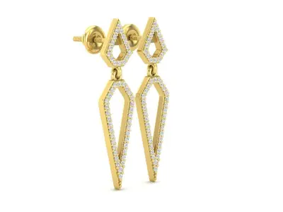 AV 465 Round White Diamond Ladies Dangling Drop Earrings 3D print model