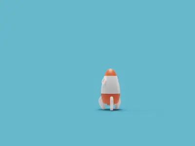 Cartoon Space Rocket - Toon Spaceship Free 3D model