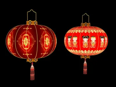 Chinese red lantern 3D model 55