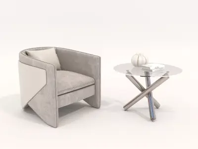 Modern Coffee Table and Armchair Set 49 3D model