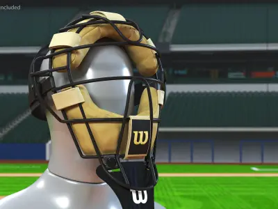 Baseball Full-Face Protection Mask Yellow 3D model
