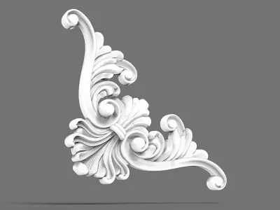 Wood carving decoration Low-poly 3D model