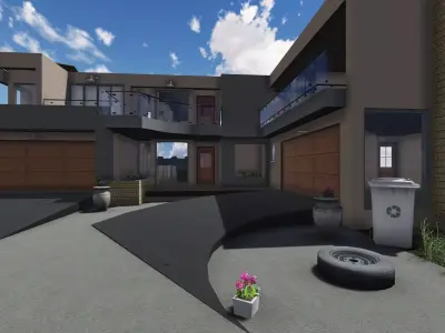 Four Bedroom residential  Low-poly 3D model